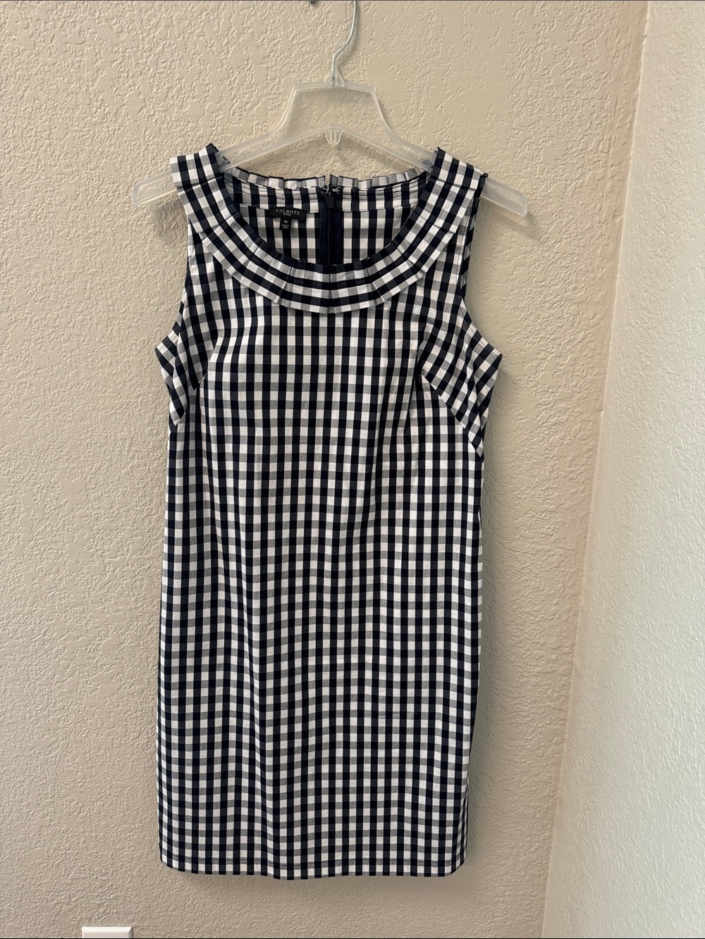 Talbots Black and White Gingham Sleeveless Shift Dress